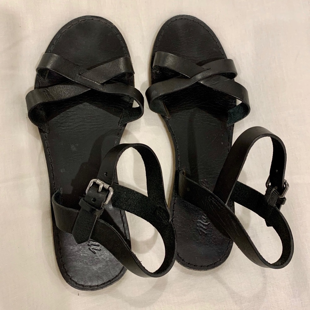 Madewell black boardwalk sandals